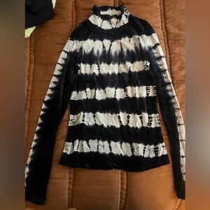 Proenza Schouler Black and Light Blue Velvet Tie-Dye Turtleneck size M